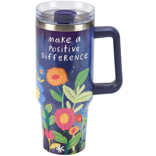 Make a Positive Difference Travel Mug Mug Primitives By Kathy   