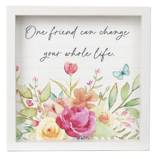 Butterfly Wishes Friend 6x6 Framed Sign Wall Décor Blossom Bucket   