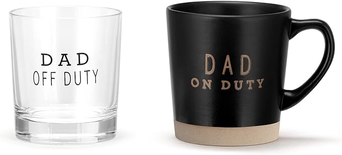 Dad On Duty, Dad off Duty Mug and Glass Set  Demdaco   