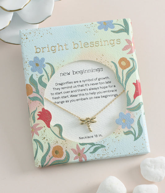 Bright Blessings New Beginnings Gold Dragonfly Necklace Jewelry Periwinkle   