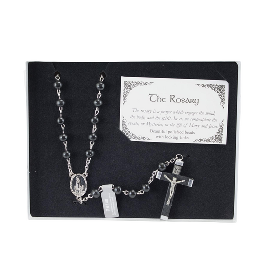 Black Beaded Rosary Rosary Abbey & CA Gift   