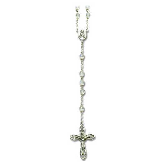 Crystal Beaded Silver Rosary  Abbey & CA Gift   