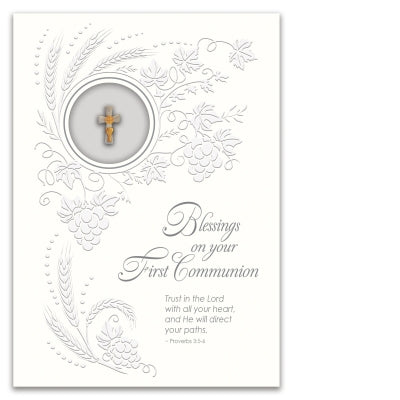 First Communion Card with Cross & Envelope  Cathedral Arts   