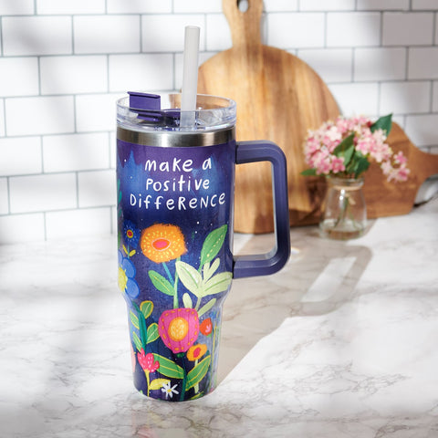 Make a Positive Difference Travel Mug Mug Primitives By Kathy   