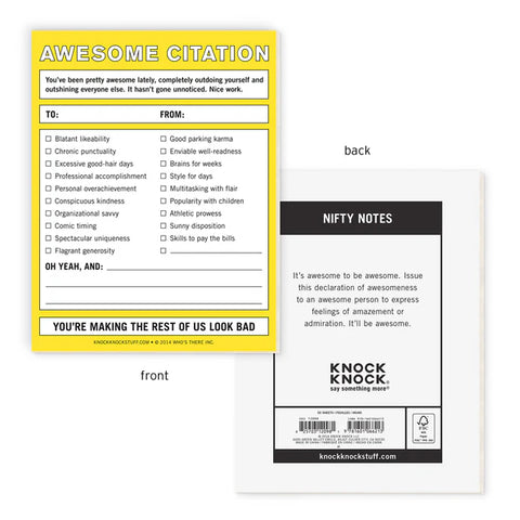 Awesome Citation Nifty Note Pad  Knock Knock   