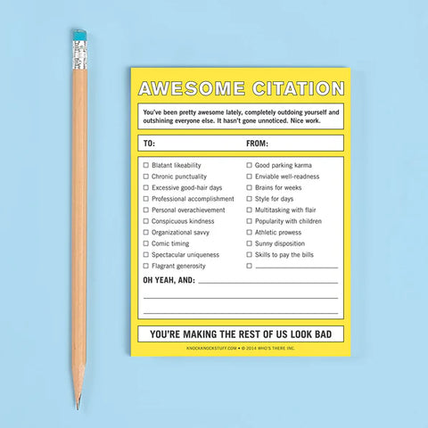 Awesome Citation Nifty Note Pad  Knock Knock   