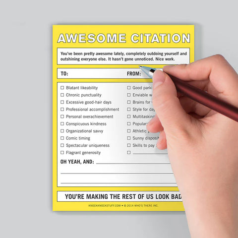 Awesome Citation Nifty Note Pad  Knock Knock   