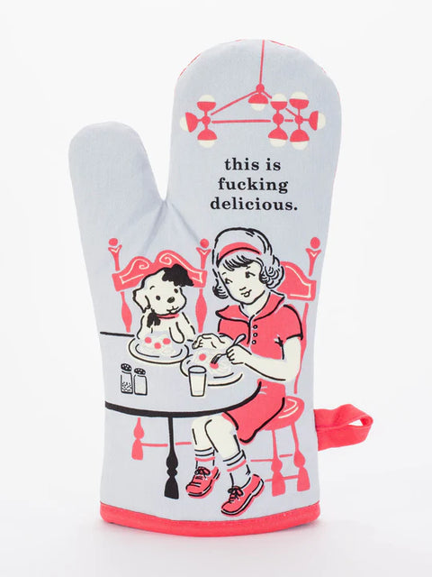 This Is F@king Delicious Oven Mitt Oven Mitt Blue Q