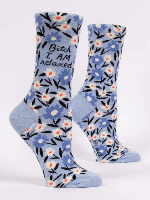 B!tch I AM Relaxed Women's Crew Sock Socks Blue Q