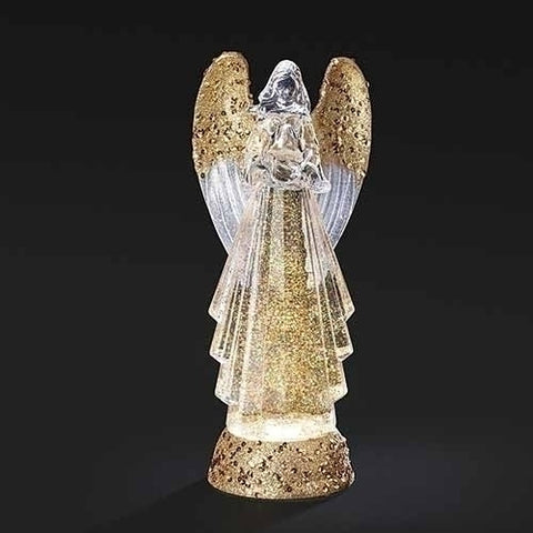 Gold Glitter Lantern Angel with Bird Glitter Lantern Roman Inc.   