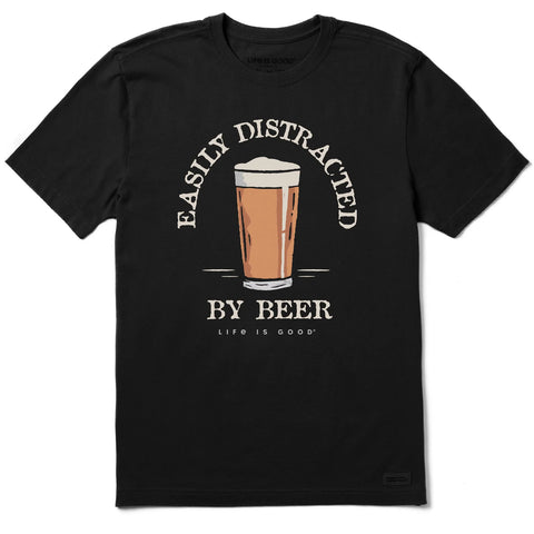Men's Easily Distracted by Beer Short Sleeve Crusher Tee