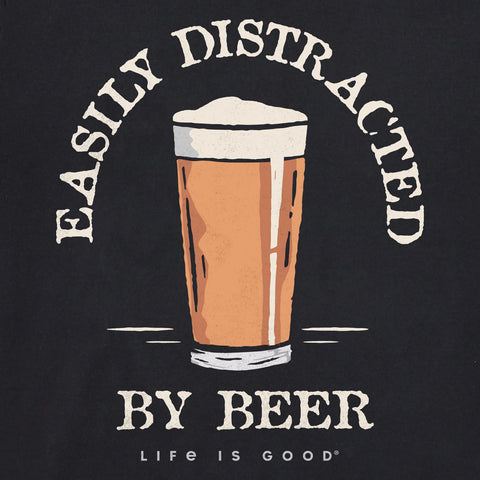 Men's Easily Distracted by Beer Short Sleeve Crusher Tee
