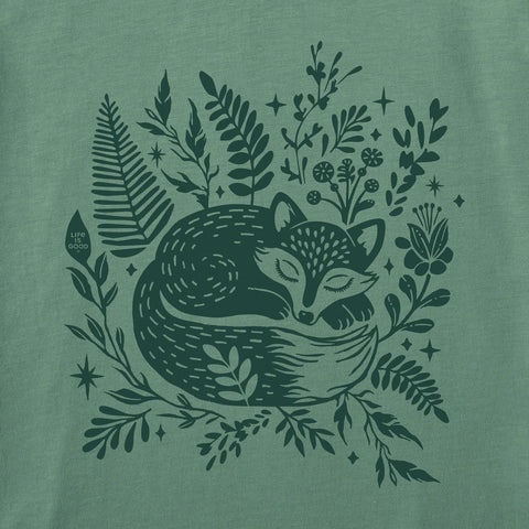 Women's Sleeping Fox on Ferns Short Sleeve Crusher Tee