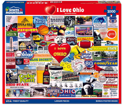 I Love Ohio - 1000 Piece Jigsaw Puzzle White Mountain