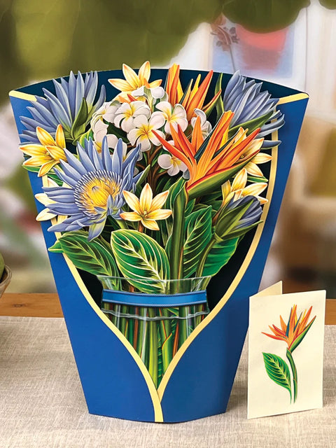 Tropical Bloom Life-Sized Pop-UP Flower Bouquet Greeting Card Freshcut Paper   