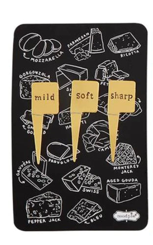 Cheese Accessory Sets Kitchen and Dining Mud Pie Gold Cheese Marker Set  