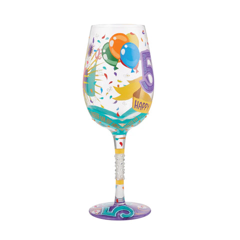 Happy 50th Hand Painted Wine Glass Wine Glass Lolita   