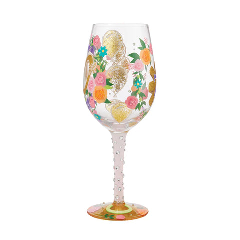 Happy 70th Hand Painted Wine Glass Wine Glass Lolita   