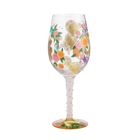 Happy 70th Hand Painted Wine Glass Wine Glass Lolita   
