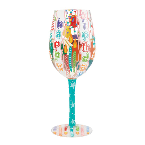 Happy Birthday Blast Hand Painted Wine Glass Wine Glass Lolita   