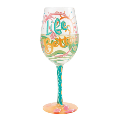 Life at the Beach Hand Painted Wine Glass Wine Glass Lolita   