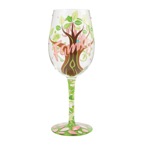 Life With Family Hand Painted Wine Glass Wine Glass Lolita   