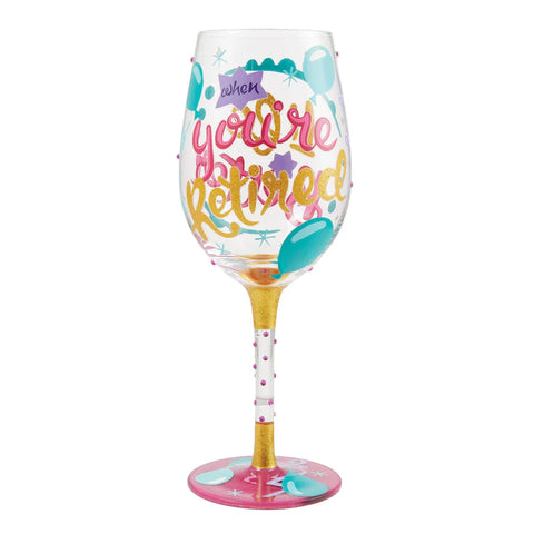 Life When Retired Hand Painted Wine Glass Wine Glass Lolita   