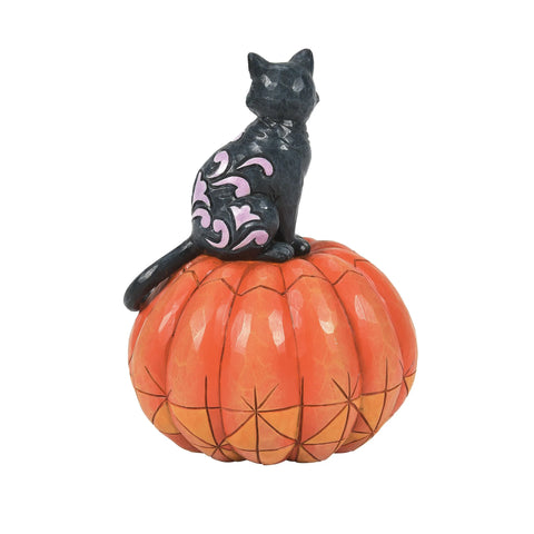 Black Cat on Pumpkin LED Figurine by Jim Shore Figurine Enesco   