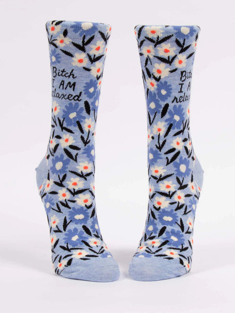 B!tch I AM Relaxed Women's Crew Sock Socks Blue Q