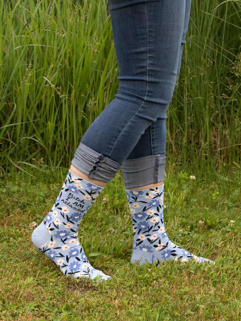 B!tch I AM Relaxed Women's Crew Sock Socks Blue Q