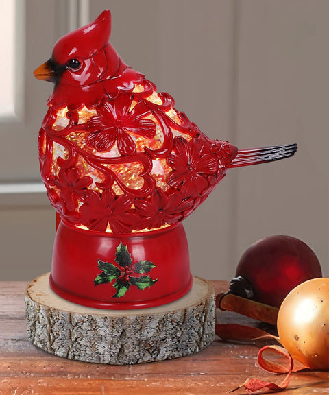 7" Cardinal & Holly Glitter Lantern Glitter Lantern Opportunities   