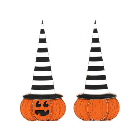 Reversible Wood Pumpkin Hat Halloween Décor Adams & Co   