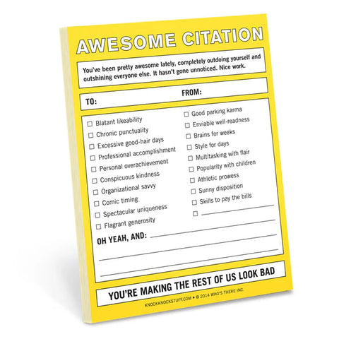 Awesome Citation Nifty Note Pad  Knock Knock   