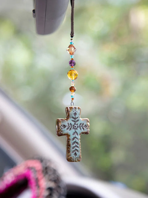Artisan Cross Car Charm Natural Life