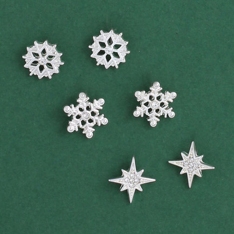 Snowflake Trio Earring Set Earrings Periwinkle   