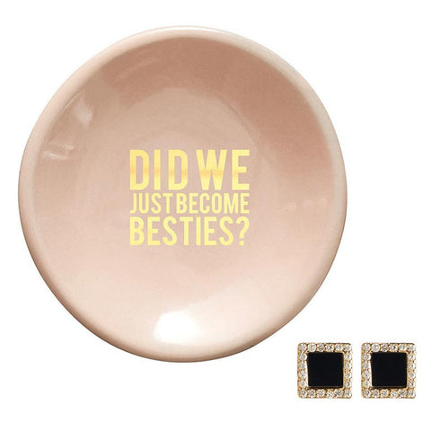 Ceramic Ring Dish & Earrings - Did We Just Become Besties? Earrings Santa Barbara Design Studio   