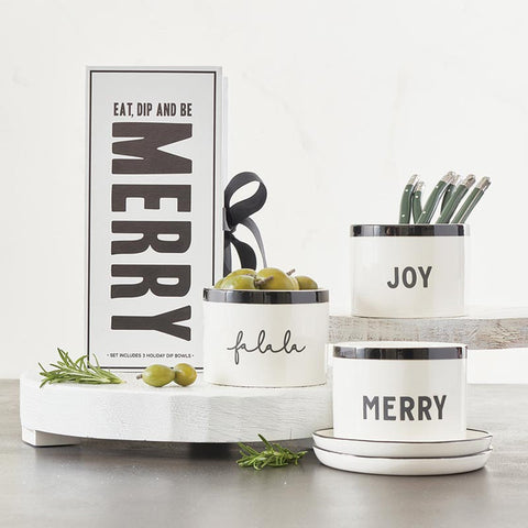 Black Holiday Dip Bowls Book Box - Eat, Dip and Be Merry Dip Bowl Set Santa Barbara Design Studio   