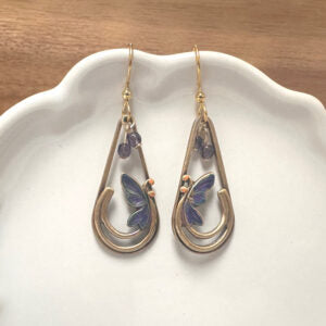 Butterfly Teardrop Earrings Jewelry Silver Forest   