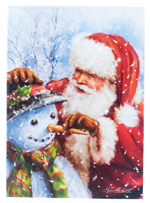 Santa and Snowman LED Canvas Picture Artwork Oak Street   