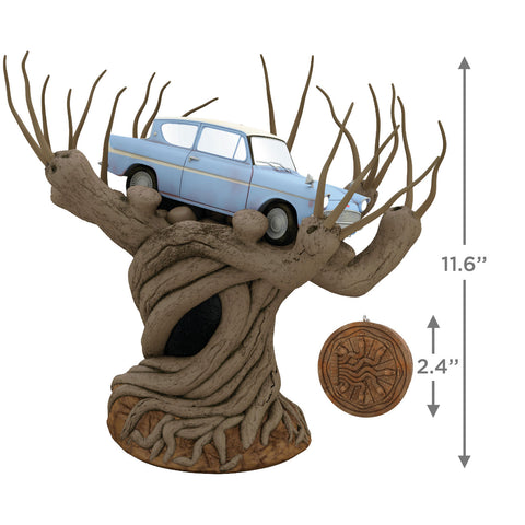 Harry Potter and the Chamber of Secrets™ Collection Flying Ford Anglia in the Whomping Willow™ Tree Topper With Light and Sound Hallmark Keepsake Ornament Hallmark   