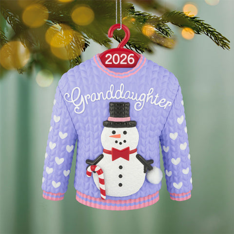 Hallmark Granddaughter Snowman Sweater 2026 Ornament Hallmark