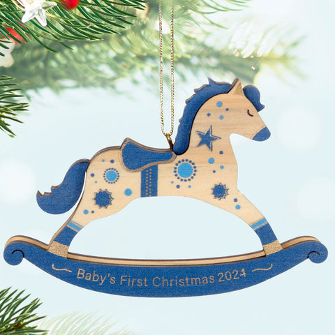 Baby Boy's First Christmas Rocking Horse 2024 Wood 2024 Hallmark Keepsake Ornament Hallmark Keepsake Ornament Hallmark   