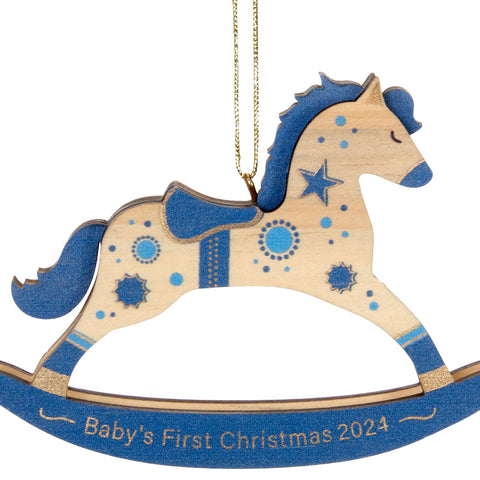 Baby Boy's First Christmas Rocking Horse 2024 Wood 2024 Hallmark Keepsake Ornament Hallmark Keepsake Ornament Hallmark   