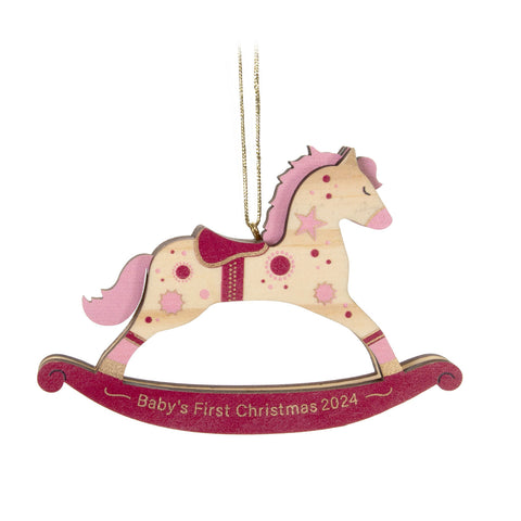 Baby Girl's First Christmas Rocking Horse 2024 Wood 2024 Hallmark Keepsake Ornament Hallmark Keepsake Ornament Hallmark Default Title  