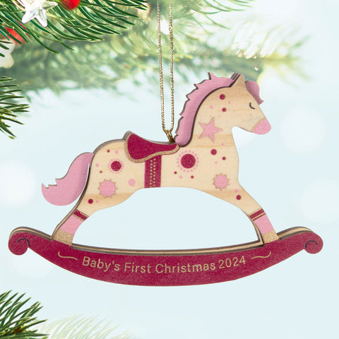 Baby Girl's First Christmas Rocking Horse 2024 Wood 2024 Hallmark Keepsake Ornament Hallmark Keepsake Ornament Hallmark   