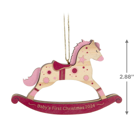 Baby Girl's First Christmas Rocking Horse 2024 Wood 2024 Hallmark Keepsake Ornament Hallmark Keepsake Ornament Hallmark   