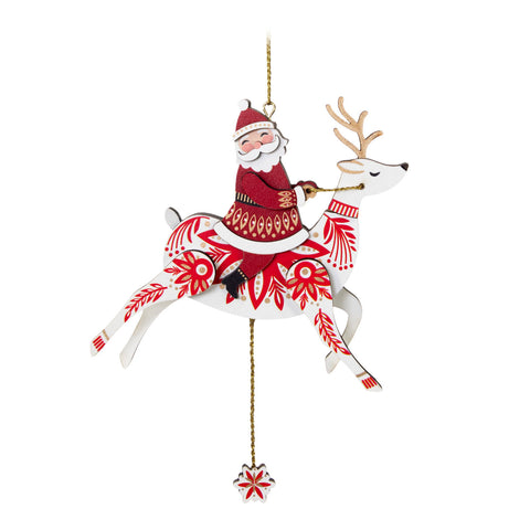 Pull-String Reindeer With Santa Wood 2024 Hallmark Keepsake Ornament Hallmark Keepsake Ornament Hallmark Default Title  