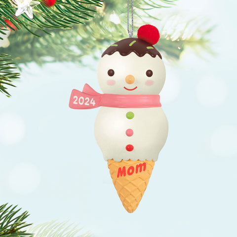 Mom Snowman Ice Cream Cone 2024 2024 Hallmark Keepsake Ornament Hallmark Keepsake Ornament Hallmark   