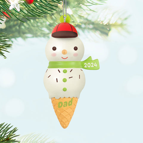 Dad Snowman Ice Cream Cone 2024 2024 Hallmark Keepsake Ornament Hallmark Keepsake Ornament Hallmark   