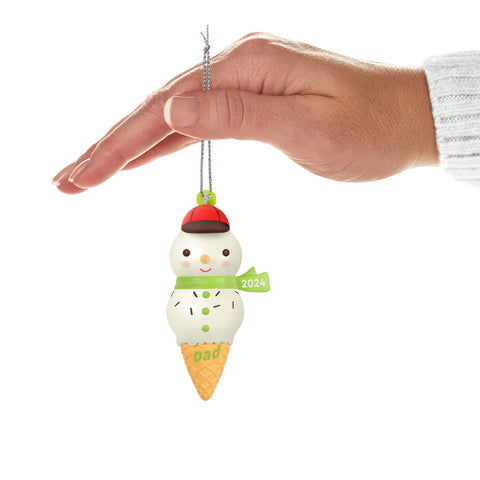 Dad Snowman Ice Cream Cone 2024 2024 Hallmark Keepsake Ornament Hallmark Keepsake Ornament Hallmark   